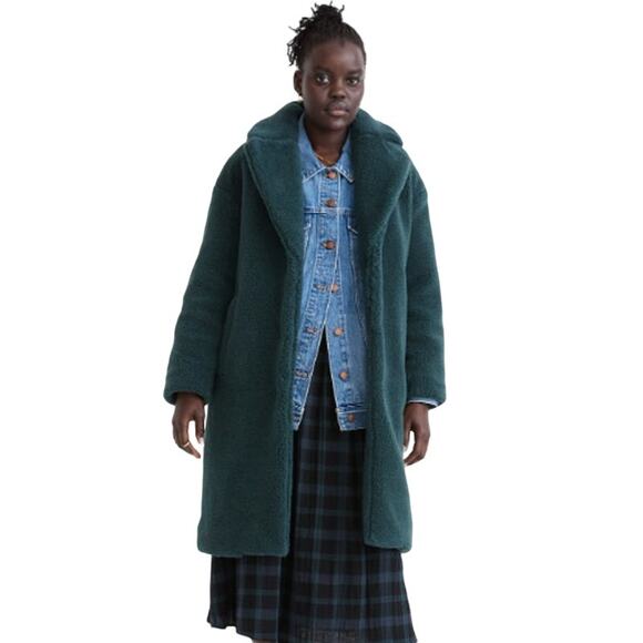 Madewell soft & plush Sherpa Teddy Coat Navy Dark Nightfall Blue pockets & snaps - Picture 4 of 17